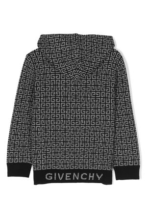 Black cotton-cashmere blend knitted hoodie GIVENCHY KIDS | H25471M60